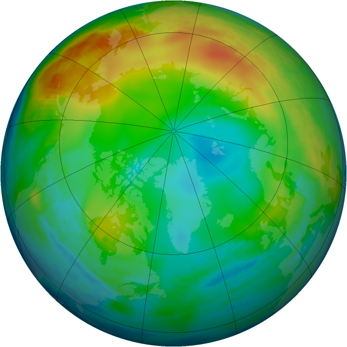 Arctic ozone map for 19 December 1986